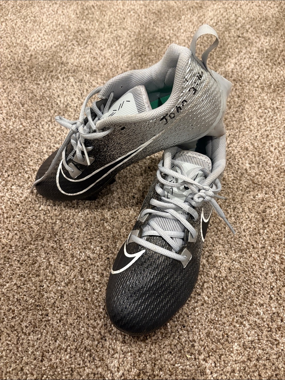 Nike Black and Gray Athletic Cleats Youth Football size 7